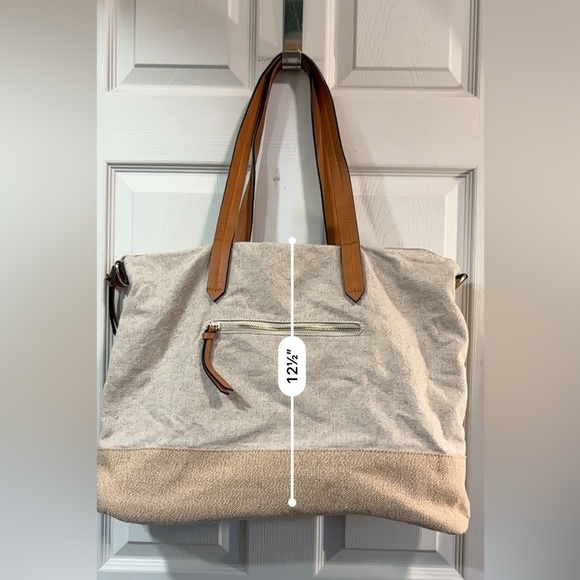 Anthropologie Vacay Tan Linen Shoulder Tote Bag Beach Vacation Bag - Picture 11 of 15